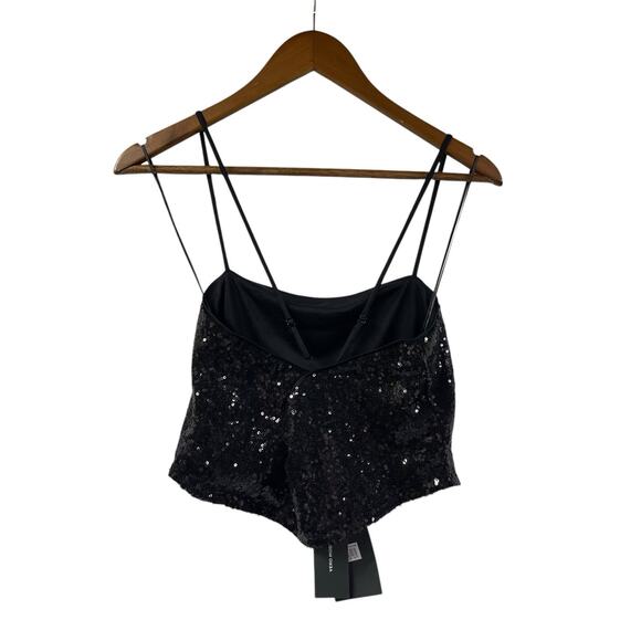 Black Sequin Crop Top Medium Cross Back Strappy Vero Moda $49 - Picture 8 of 8
